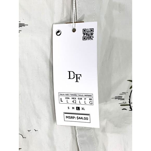 Denim & Flower Tropical Collection Palm Tree Button Down Shirt Large - Picture 6 of 12